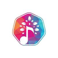 création de logo d'arbre de musique. musique et symbole ou icône écologique. l'icône de note de musique se combine avec l'icône de forme d'arbre vecteur