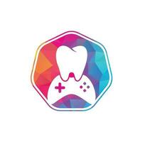 conception d'icône de logo de jeu dentaire. création de logo vectoriel de dent et de console.