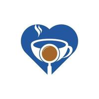 rechercher le vecteur de conception de modèle de logo de concept de forme de coeur de café. vecteur de modèle de logo de loupe de café.