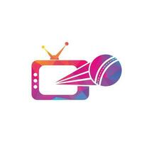 création de logo de balle de cricket et de télévision. illustration de modèle de conception de logo de symbole de télévision de cricket. vecteur