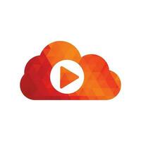modèle de conception de logo de nuage vidéo. modèle de logo multimédia de lecture en nuage. vecteur
