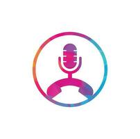 appelez l'élément de conception de logo d'icône de podcast. création de logo de podcast téléphonique. vecteur
