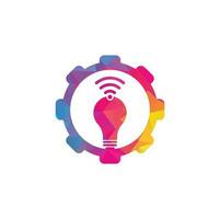 illustration de conception vectorielle de logo de forme d'engrenage d'ampoule wifi. création de logo d'ampoule combinée avec le vecteur de symbole wifi