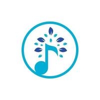 création de logo d'arbre de musique. musique et symbole ou icône écologique. l'icône de note de musique se combine avec l'icône de forme d'arbre vecteur