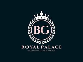 lettre bg logo victorien de luxe royal antique avec cadre ornemental. vecteur