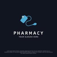 création de logo de pharmacie avec typographie et vecteur de fond sombre