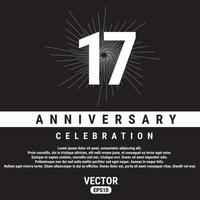 Modèle de célébration d'anniversaire de 17 ans sur fond noir. illustration vectorielle eps10. vecteur