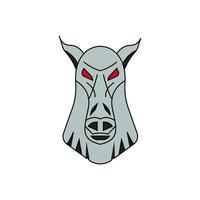 logo icône tête de cheval aux yeux rouges vecteur