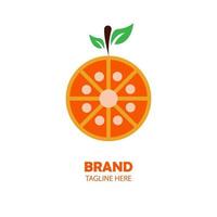 un demi logo d'icône de fruit orange jaune vecteur