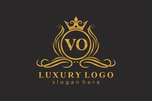 modèle de logo de luxe royal de lettre vo initiale dans l'art vectoriel pour le restaurant, la royauté, la boutique, le café, l'hôtel, l'héraldique, les bijoux, la mode et d'autres illustrations vectorielles.