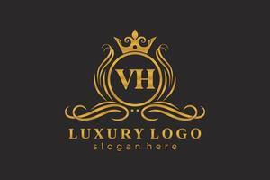 modèle initial de logo de luxe royal de lettre vh dans l'art vectoriel pour le restaurant, la royauté, la boutique, le café, l'hôtel, l'héraldique, les bijoux, la mode et d'autres illustrations vectorielles.