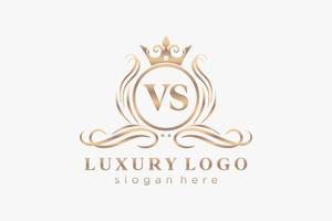 modèle de logo de luxe royal initial vs lettre dans l'art vectoriel pour le restaurant, la royauté, la boutique, le café, l'hôtel, l'héraldique, les bijoux, la mode et d'autres illustrations vectorielles.