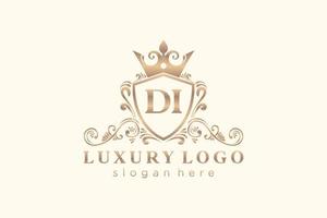 modèle initial de logo de luxe royal de lettre di dans l'art vectoriel pour restaurant, royauté, boutique, café, hôtel, héraldique, bijoux, mode et autres illustrations vectorielles.