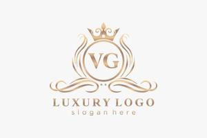 modèle de logo de luxe royal de lettre vg initiale dans l'art vectoriel pour le restaurant, la royauté, la boutique, le café, l'hôtel, l'héraldique, les bijoux, la mode et d'autres illustrations vectorielles.
