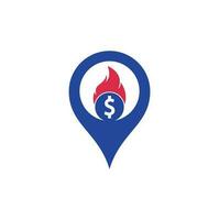 modèle de conception de logo de concept de forme de gps d'argent de feu. modèle de logo de feu d'argent vecteur