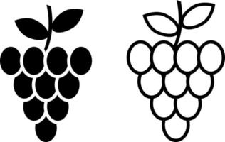 raisins, vecteur d'icône. icônes de raisins noirs sur fond blanc.