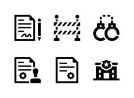 ensemble simple d'icônes solides vectorielles liées à la justice et au droit vecteur