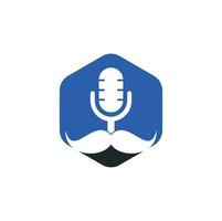 modèle de conception de logo de podcast gentleman. icône de podcast de moustache. vecteur