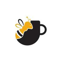inspiration de logo d'abeille de café. modèle de conception de café ou de boisson. vecteur