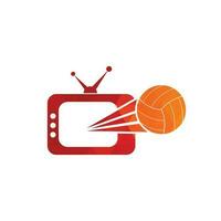 création de logo de volley-ball et de télévision. illustration de modèle de conception de logo de symbole de volley-ball tv. vecteur