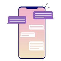 discuter et envoyer des messages sur un smartphone. écran avec bulles. illustration vectorielle. conception plate. vecteur