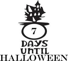 7 jours jusqu'à Halloween, design simple en noir vecteur