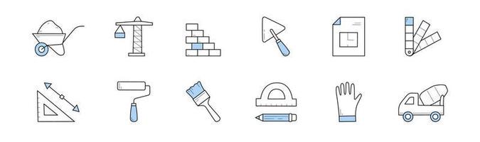 construction, construction d'icônes de doodle, signes vectoriels vecteur