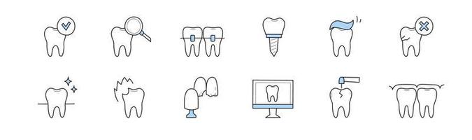 icônes de doodle de dentisterie et de stomatologie, ensemble de signes vecteur