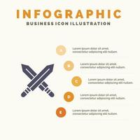 modèle de présentation d'infographie d'arme de sport d'escrime à l'épée présentation en 5 étapes vecteur