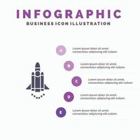 lancement lancement marketing promouvoir solide icône infographie 5 étapes présentation fond vecteur