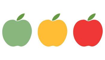 un ensemble de pommes colorées dans un style plat. icône de pomme sur fond blanc. vecteur