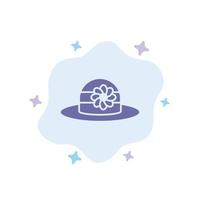 chapeau de plage cap icône bleue sur fond de nuage abstrait vecteur