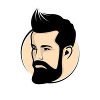 bel homme avec barbe pour le logo du salon de coiffure. illustration vectorielle vecteur