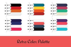 6 palettes de couleurs rétro différentes vecteur