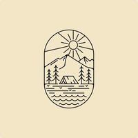 aventure en forêt, conception de modèle de logo d'art vectoriel insigne de camp d'été