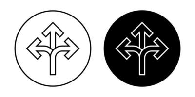 icône de flèche de direction à trois voies vecteur fond de cercle isolé