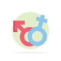symbole de genre mâle femelle abstrait cercle fond plat couleur icône vecteur