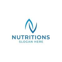 lettre n feuille nutrition logo vecteur