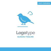 oiseau britannique petit moineau bleu solide logo modèle place pour slogan vecteur