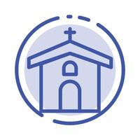 célébration de l'église croix chrétienne icône de ligne en pointillé bleu de pâques vecteur