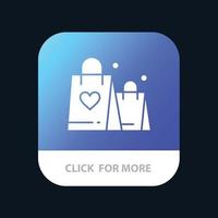 sac à main amour coeur mariage bouton application mobile android et ios version glyphe vecteur
