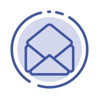 courrier e-mail ouvrir l'icône de la ligne en pointillé bleu vecteur