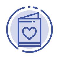 carte amour mariage coeur bleu pointillé ligne icône vecteur