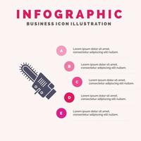 scie circulaire lame sans fil solide icône infographie 5 étapes présentation arrière-plan vecteur