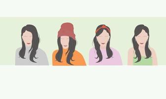 avatars féminins en cercle. différents visages vecteur