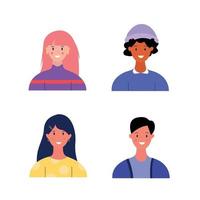 un ensemble de différents avatars féminins et masculins vecteur