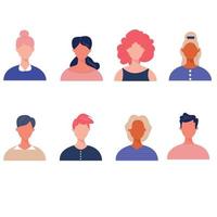 un ensemble d'avatars féminins et masculins sans visages vecteur