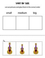 trier les images par taille. feuille de travail éducative pour les enfants. vecteur