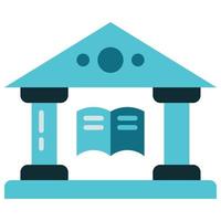 conception de bâtiment de bibliothèque avec logo de livre au milieu vecteur