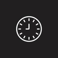 eps10 vecteur blanc neuf ou 9 heures icône de ligne abstraite isolée sur fond noir. symbole de contour d'horloge unique dans un style moderne simple et plat pour la conception de votre site Web, votre logo et votre application mobile